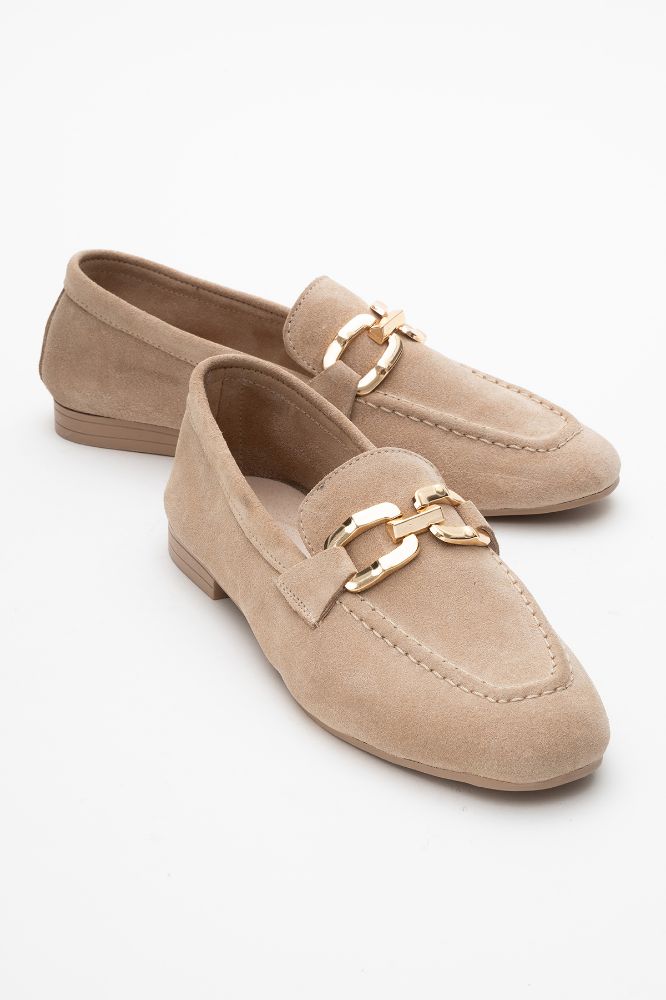 kadin-deri-tokali-loafer-BEJ SUET-KYL252710-0090672_0